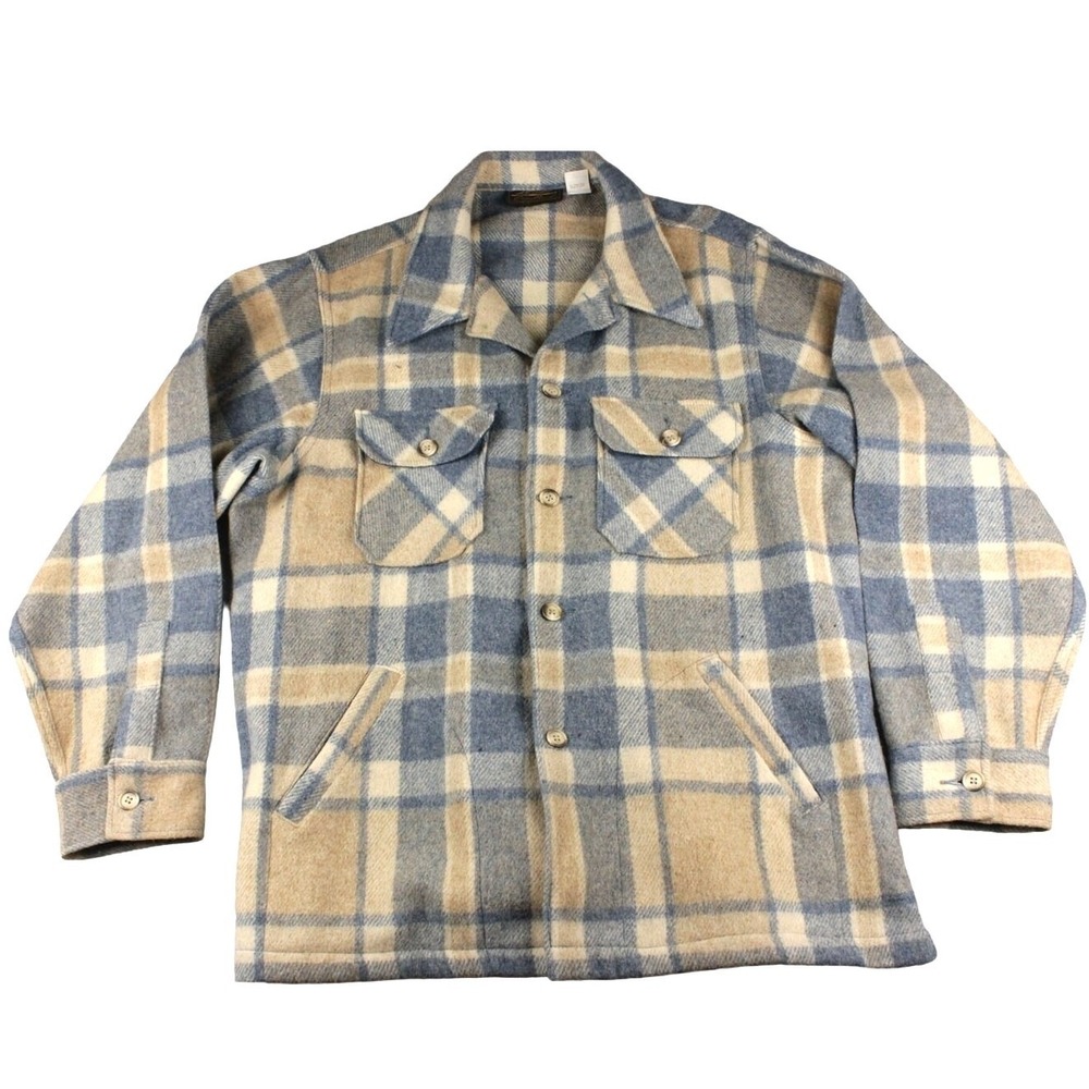 Eddie Bauer USA Wool Blend Barn‎ Coat Mens XL Plaid Chore Jacket Workwear